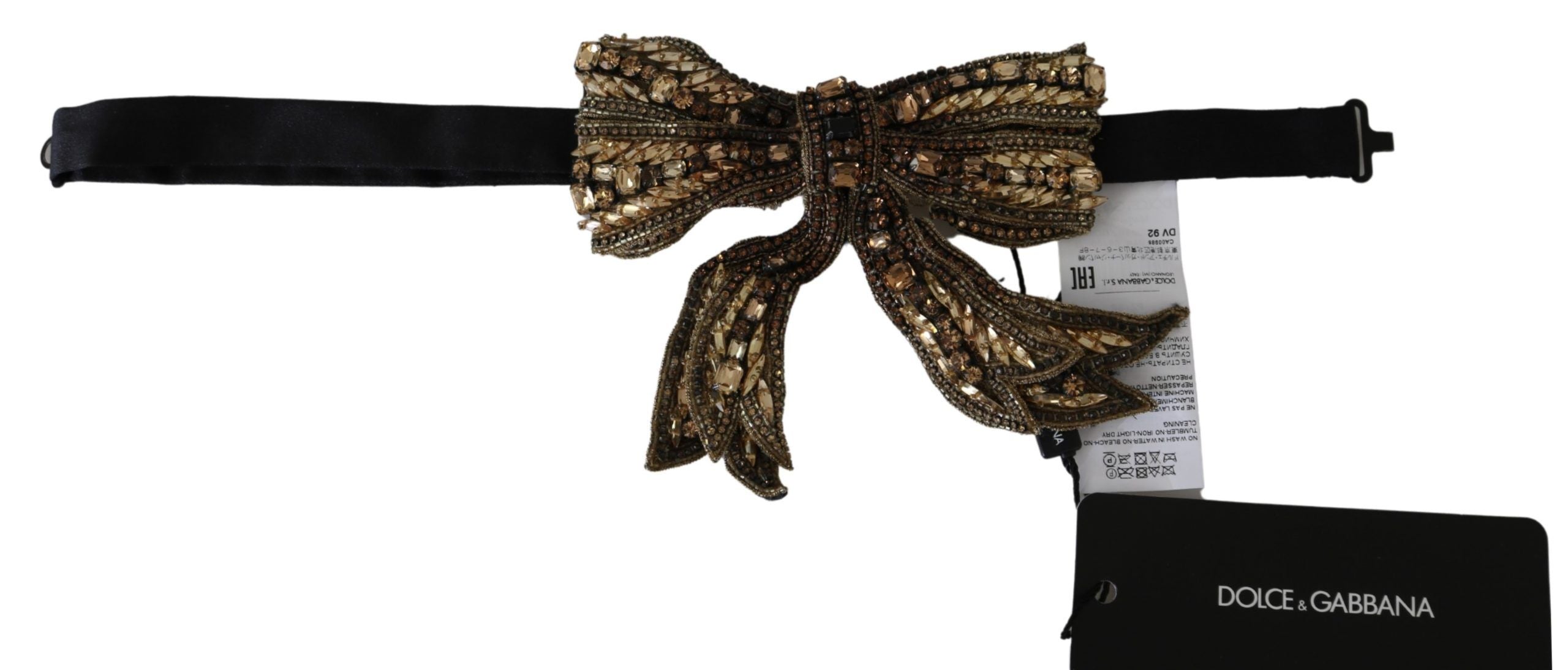 Dolce & Gabbana Gold Kristall Perlen Pailletten 100% Seide Catwalk Halskette