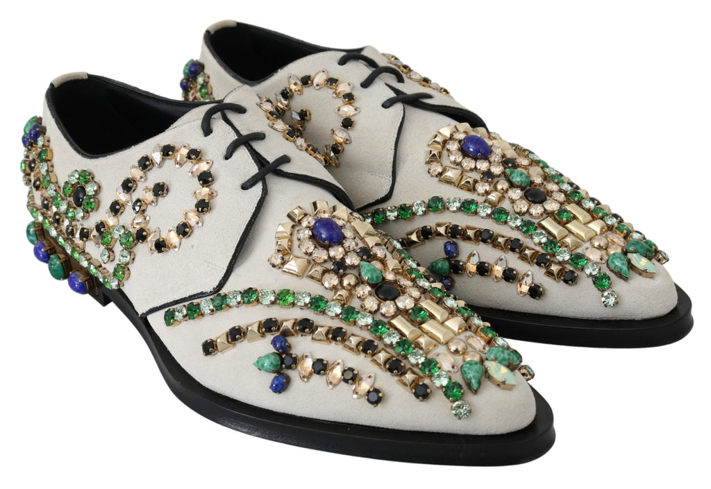 Dolce & Gabbana Weiße Wildleder Kristall Kleid Broque Schuhe