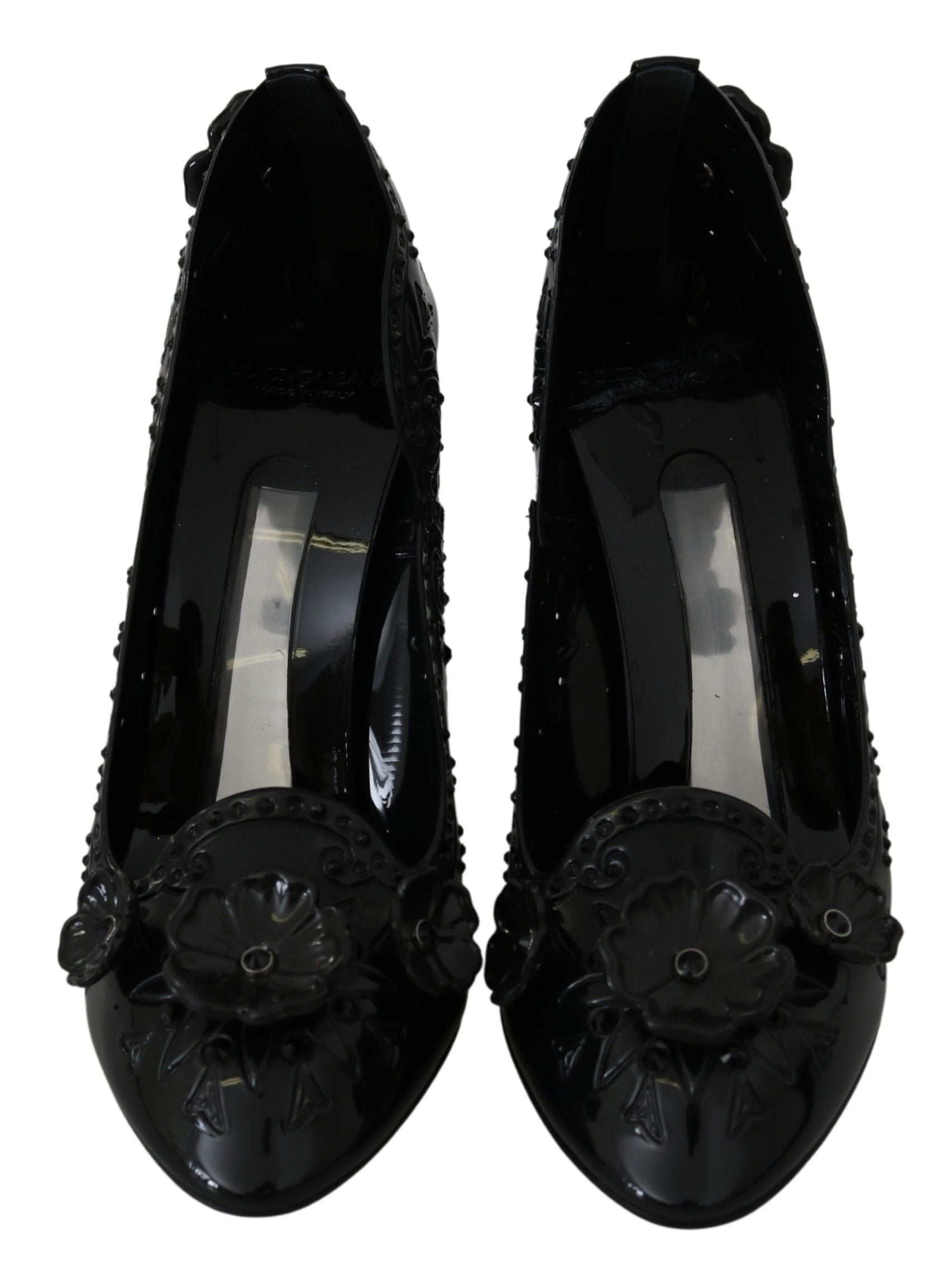 Dolce & Gabbana Schwarz Floral Kristall CINDERELLA Heels Schuhe