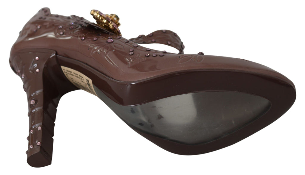 Dolce & Gabbana Braun Floral Kristall CINDERELLA Heels Schuhe