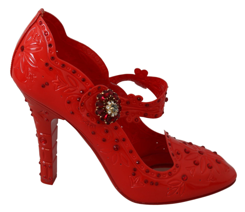 Dolce & Gabbana Rote florale Kristall CINDERELLA Heels Schuhe