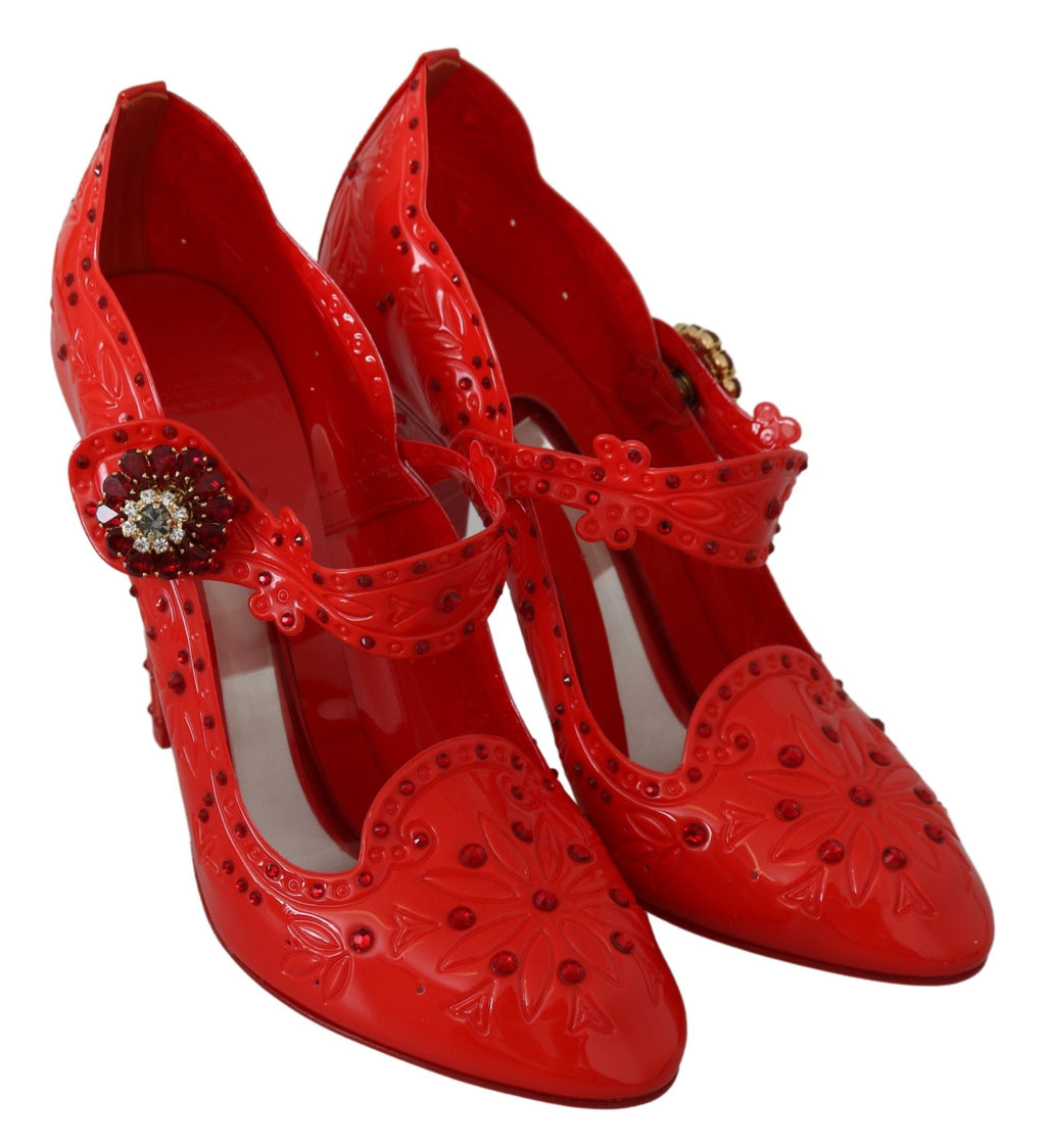 Dolce & Gabbana Rote florale Kristall CINDERELLA Heels Schuhe