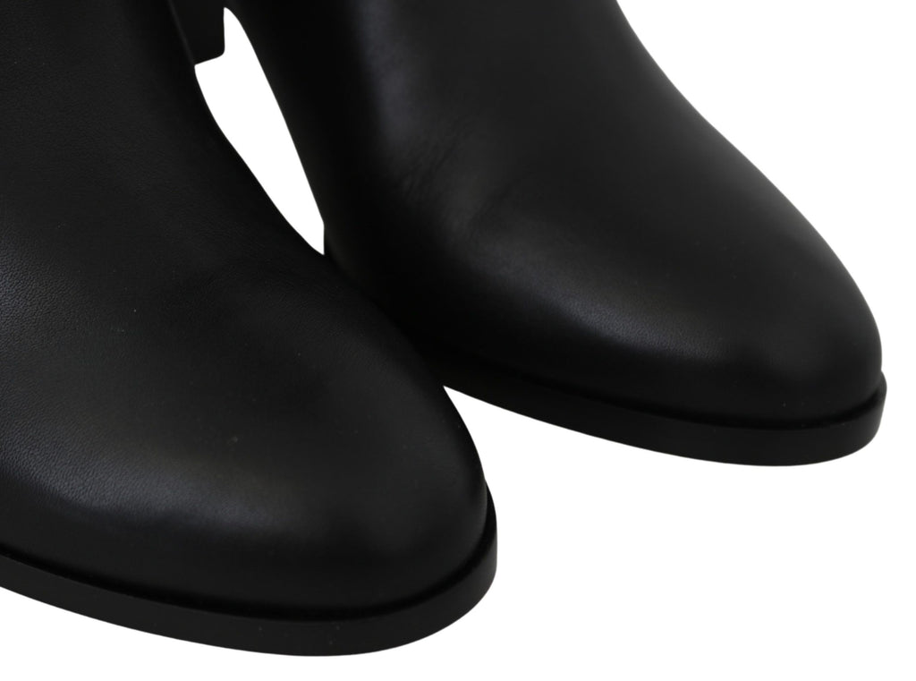 Jimmy Choo Elegante Stiefel mit Absatz aus schwarzem Kalbsleder