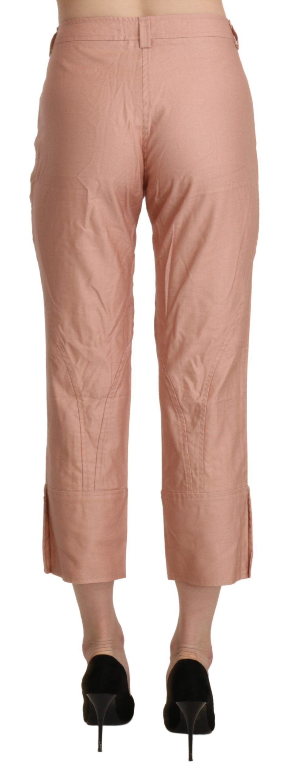 Ermanno Scervino Rosa Baumwollhose mit hoher Taille und abgeschnittener Hose