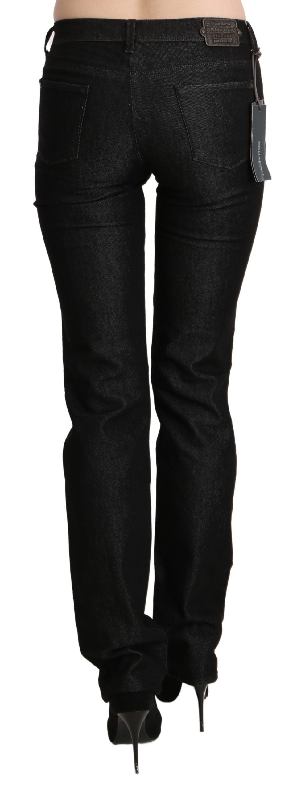 Ermanno Scervino Schwarze Mid Waist Skinny Slim Denim-Hose