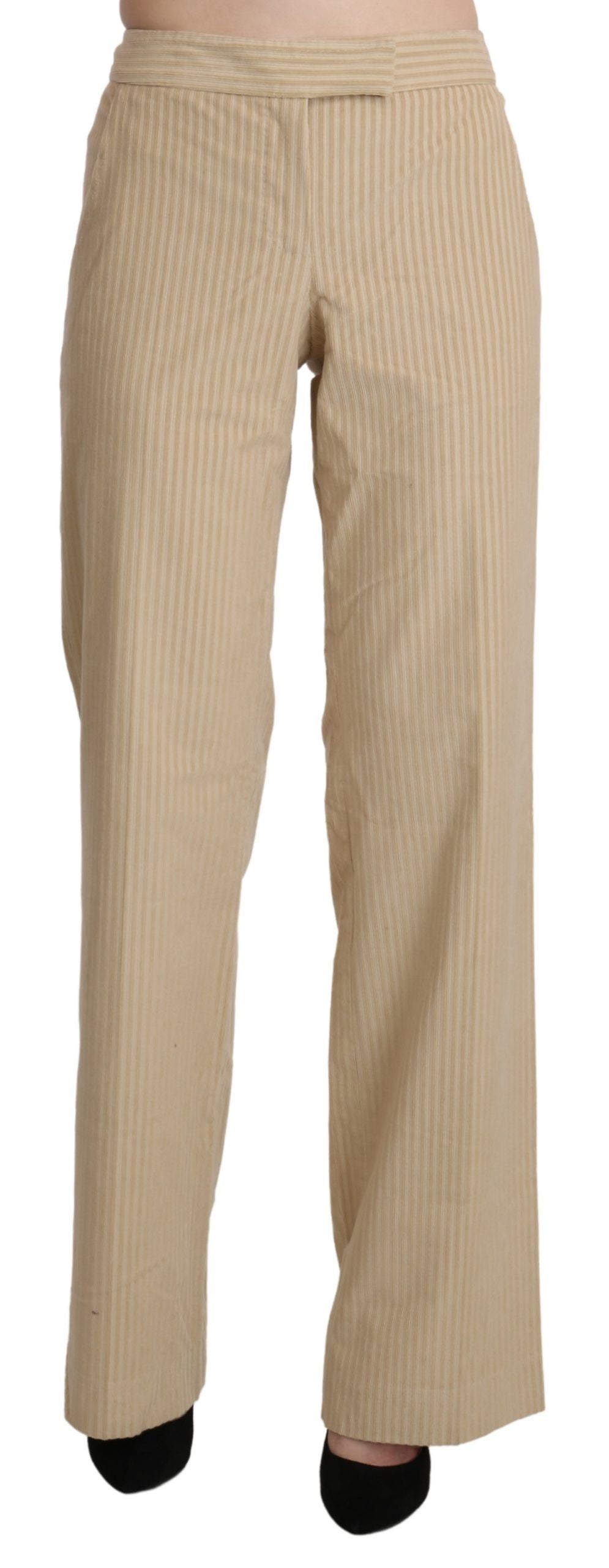 Ermanno Scervino Beige Ausgestellte Hose mit hoher Taille und weitem Bein