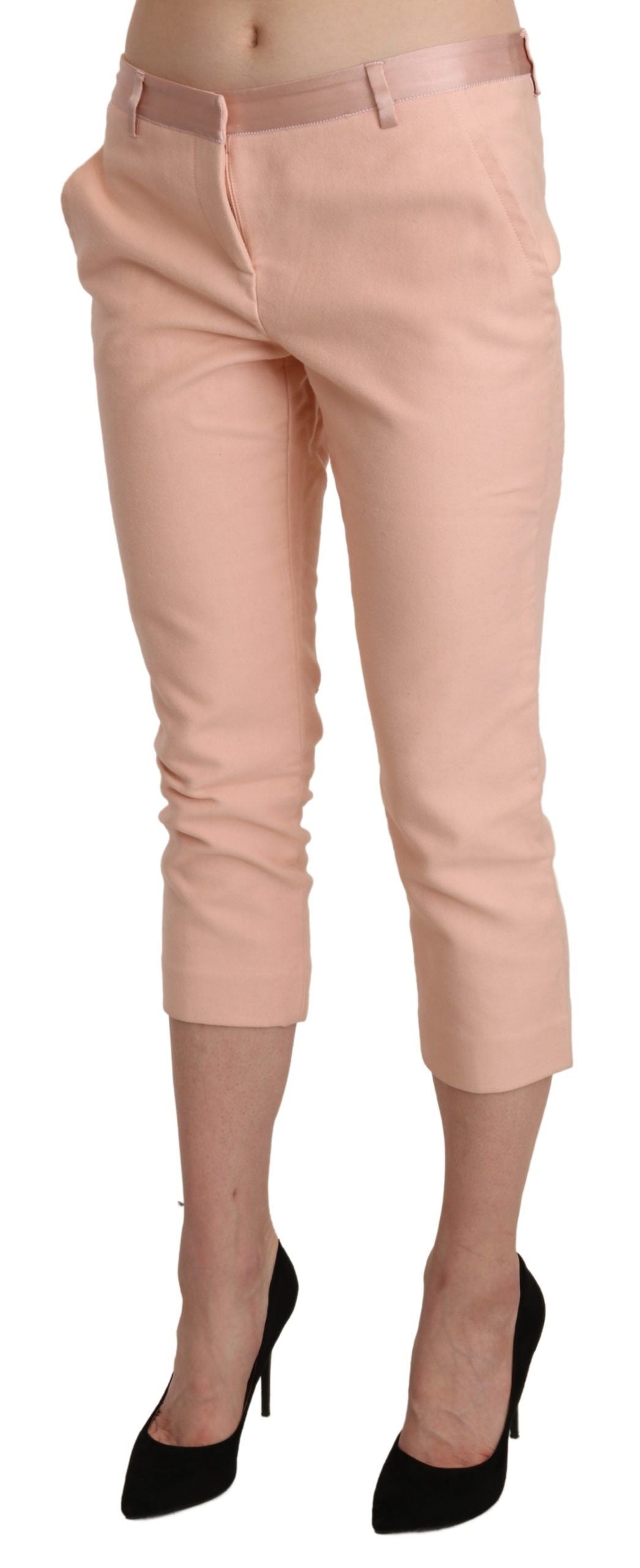 Ermanno Scervino Rosa Skinny Capri-Hose mit niedriger Taille