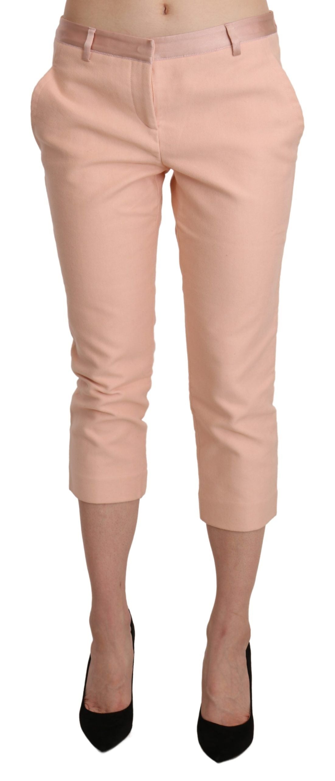 Ermanno Scervino Rosa Skinny Capri-Hose mit niedriger Taille