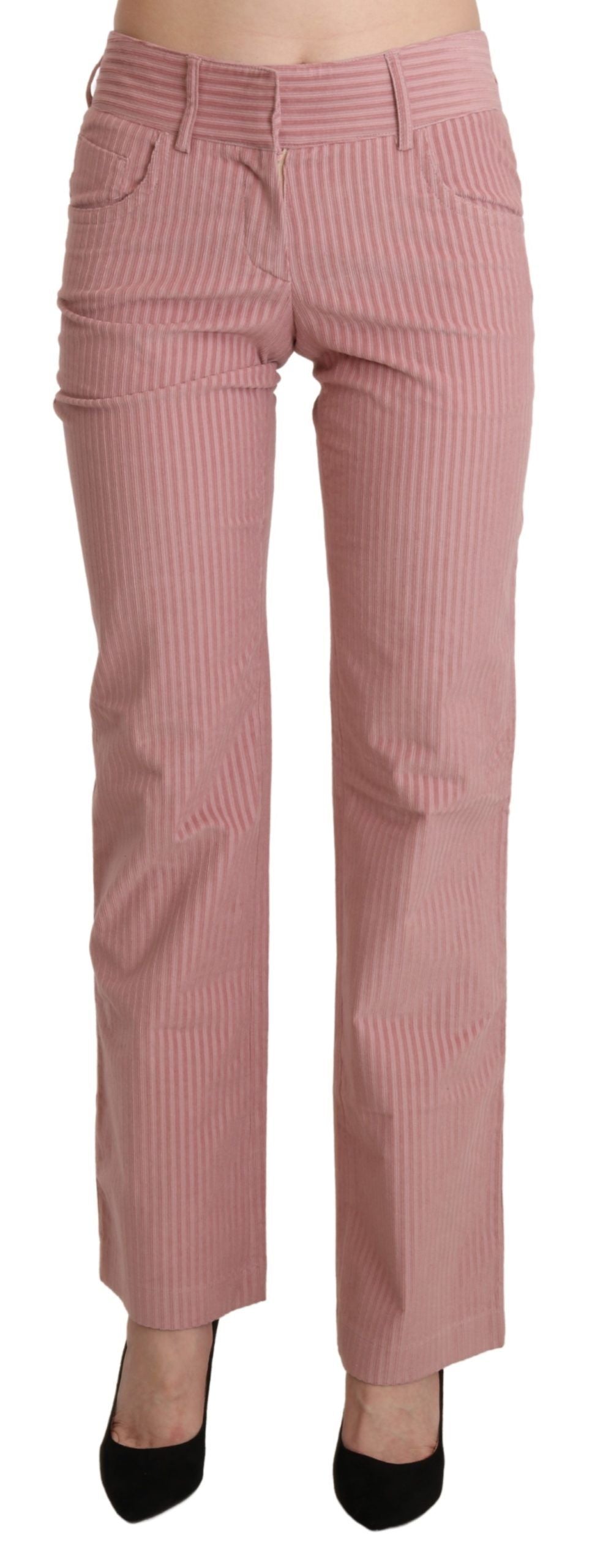 Ermanno Scervino Rosa Mid Waist Straight Trouser Baumwollhosen