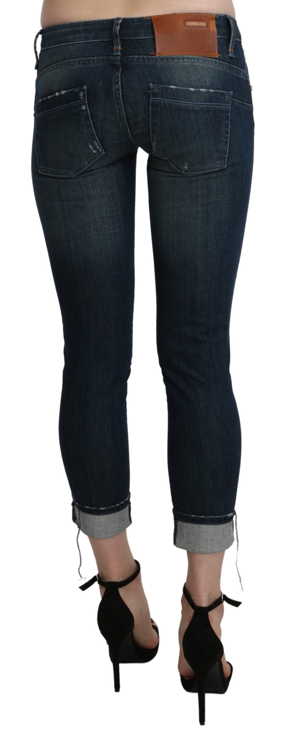 Acht Blau gewaschene Skinny Denim-Hose mit niedriger Taille