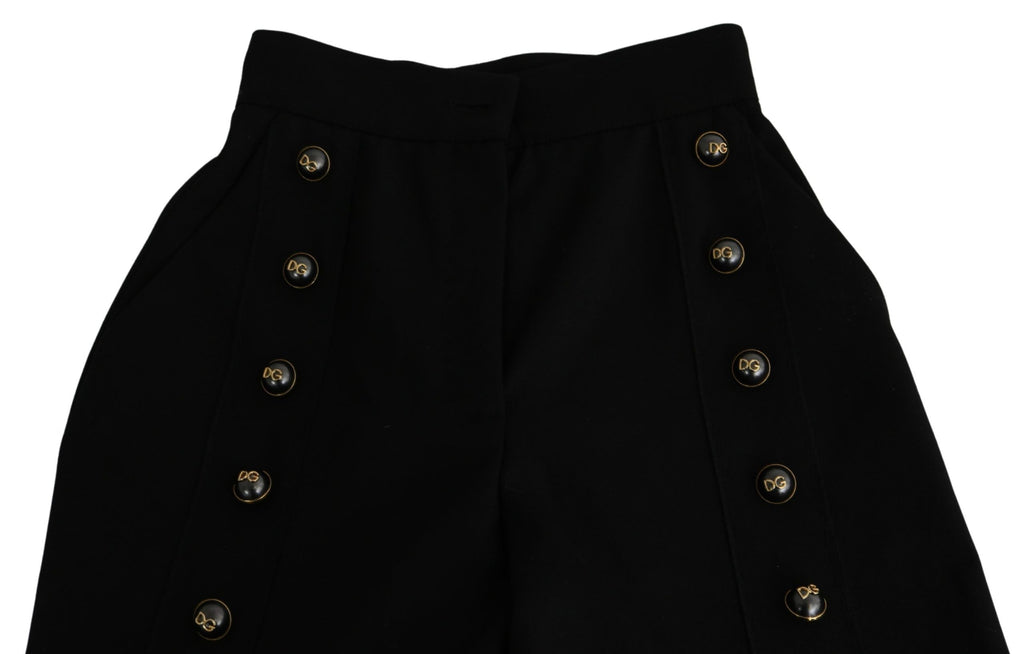 Dolce & Gabbana Schwarze Hose mit weitem Wollbein und verkürztem Bein