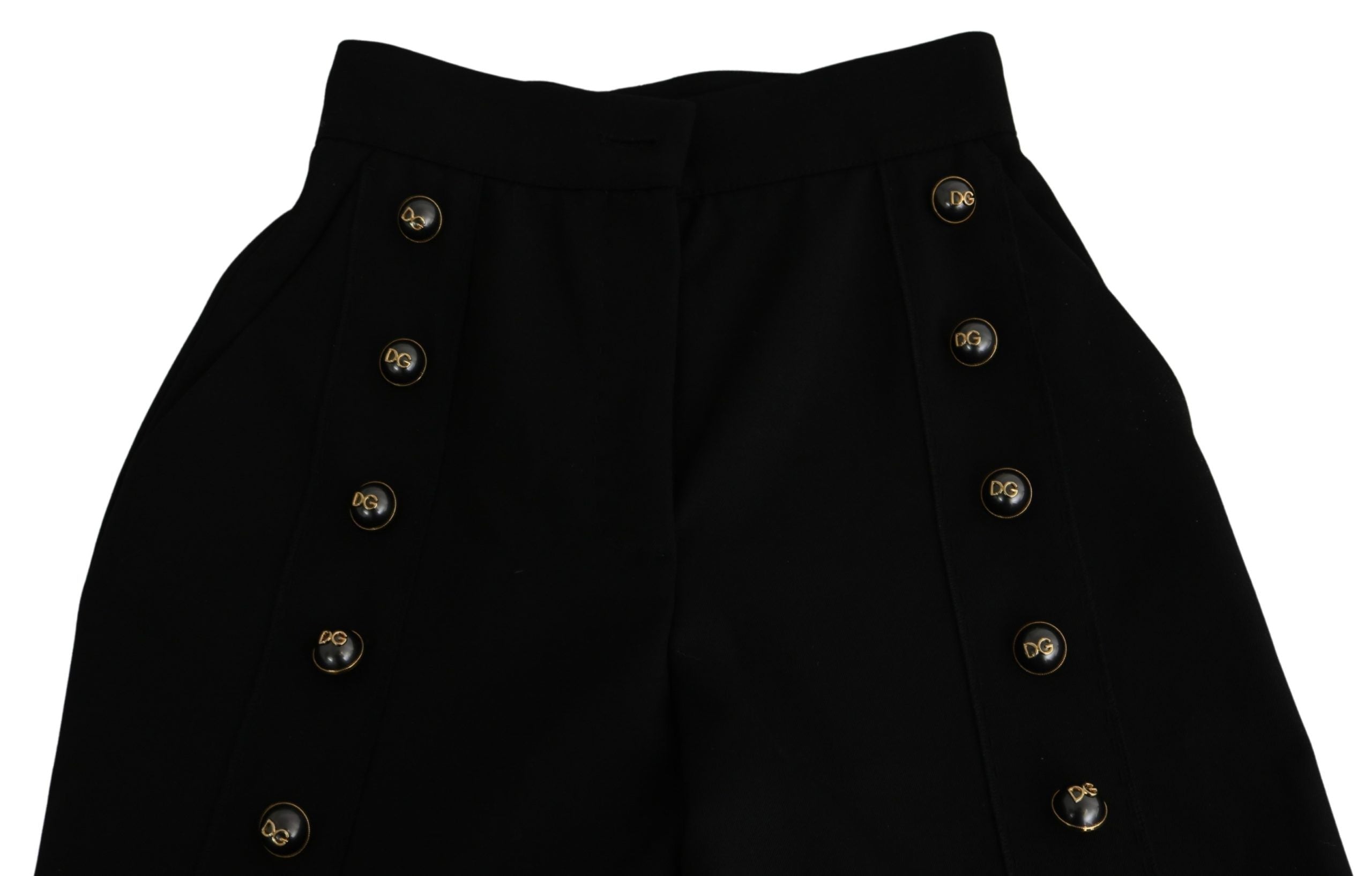 Dolce & Gabbana Schwarze Hose mit weitem Wollbein und verkürztem Bein
