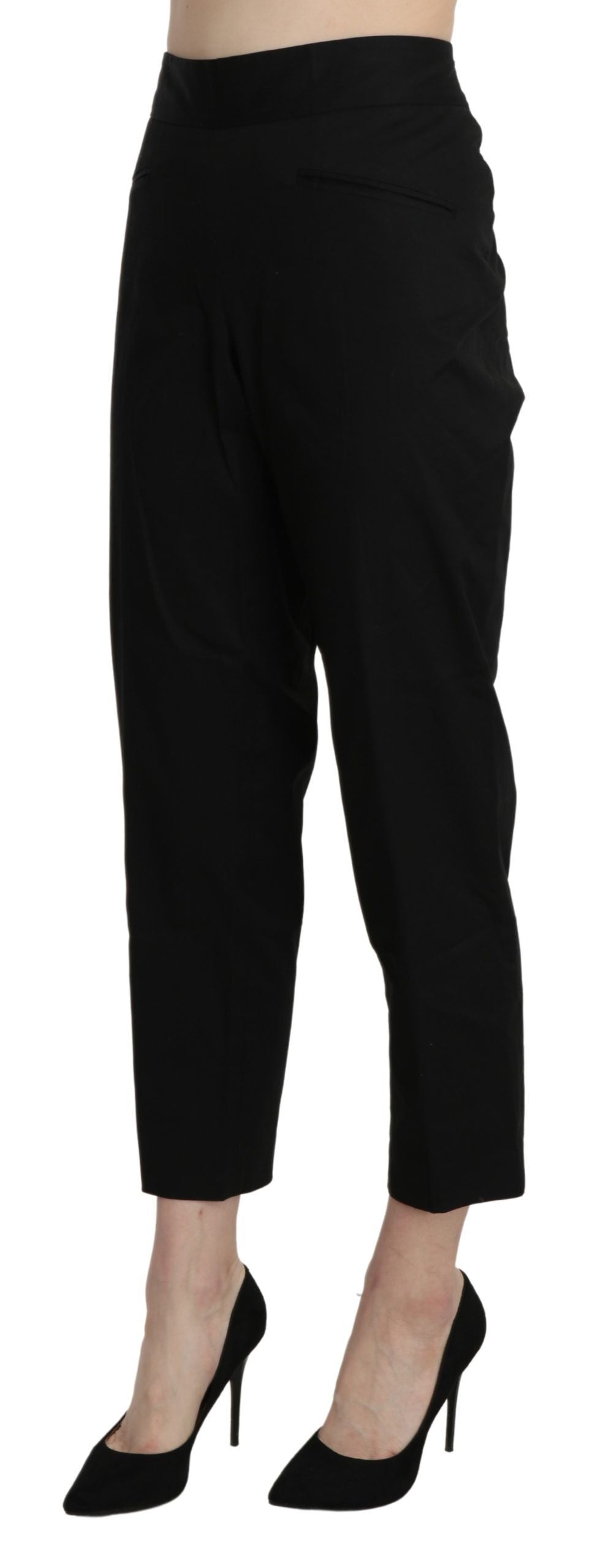 BENCIVENGA Schwarze High Waist Straight Cropped Dress Pants