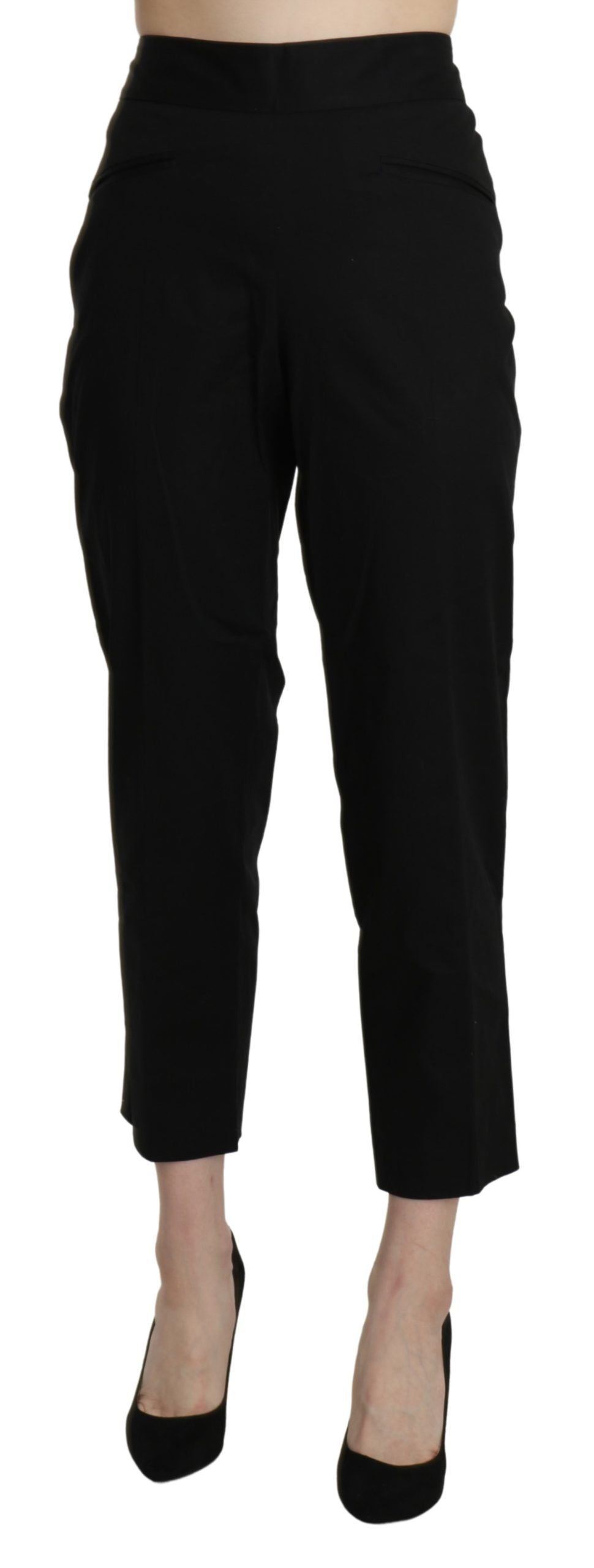 BENCIVENGA Schwarze High Waist Straight Cropped Dress Pants