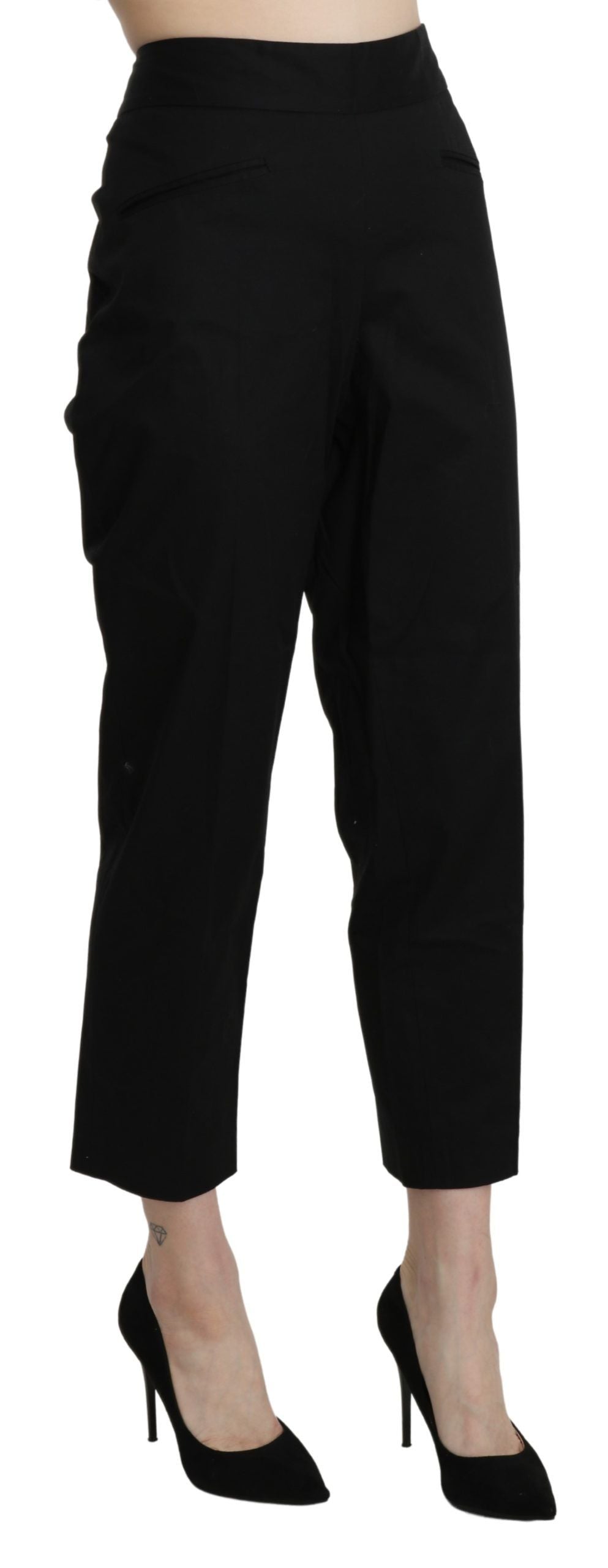 BENCIVENGA Schwarze High Waist Straight Cropped Dress Pants