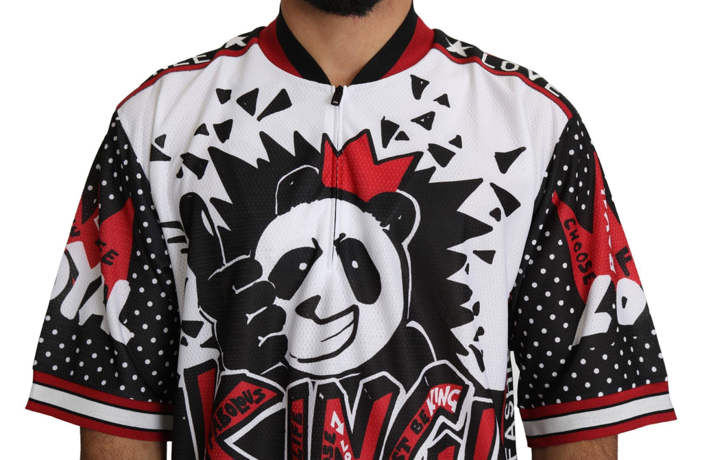 Dolce & Gabbana Weißes King Panda Top Polyester Herren-T-Shirt