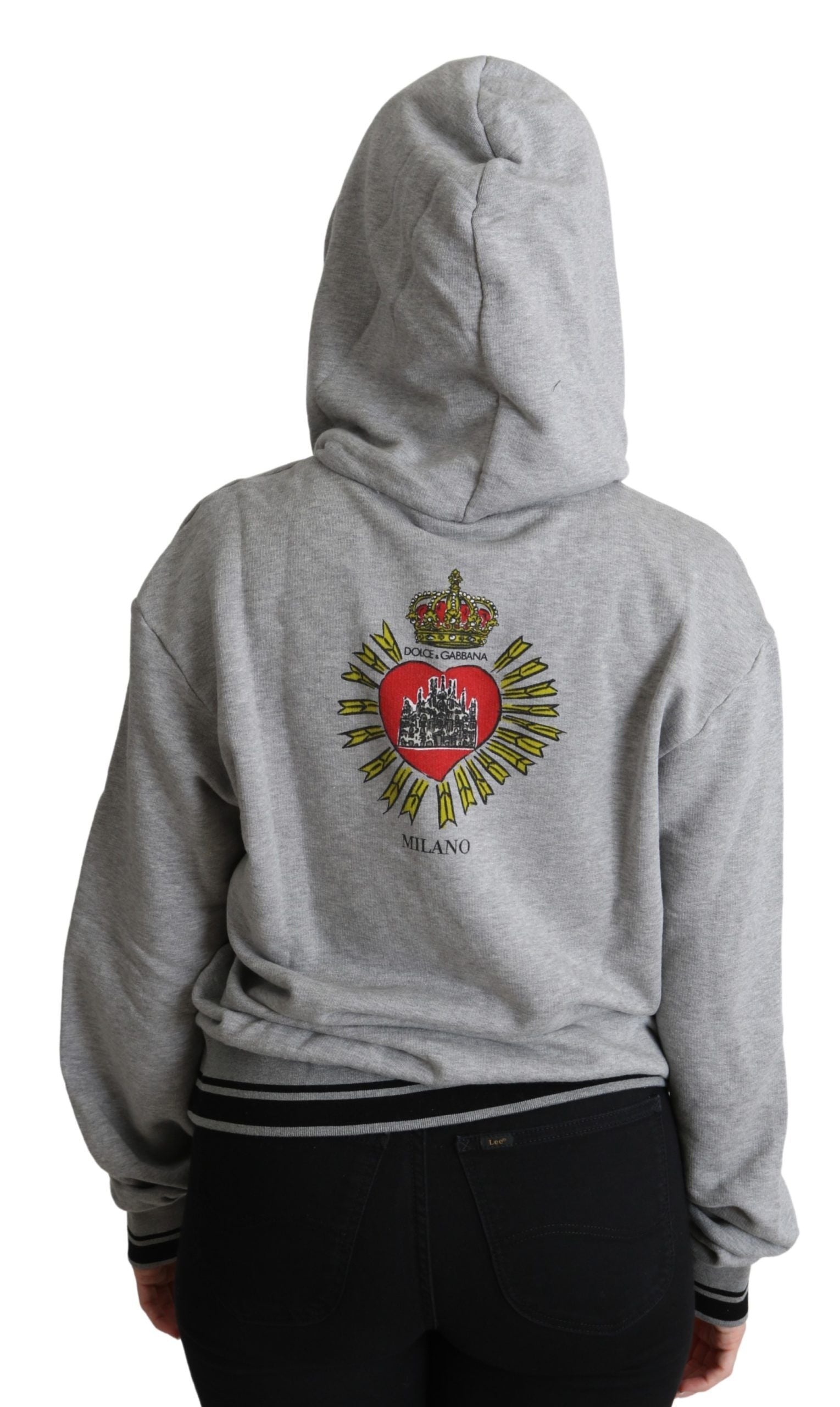 Dolce & Gabbana Grauer bedruckter Kapuzenpullover mit exklusivem Logo