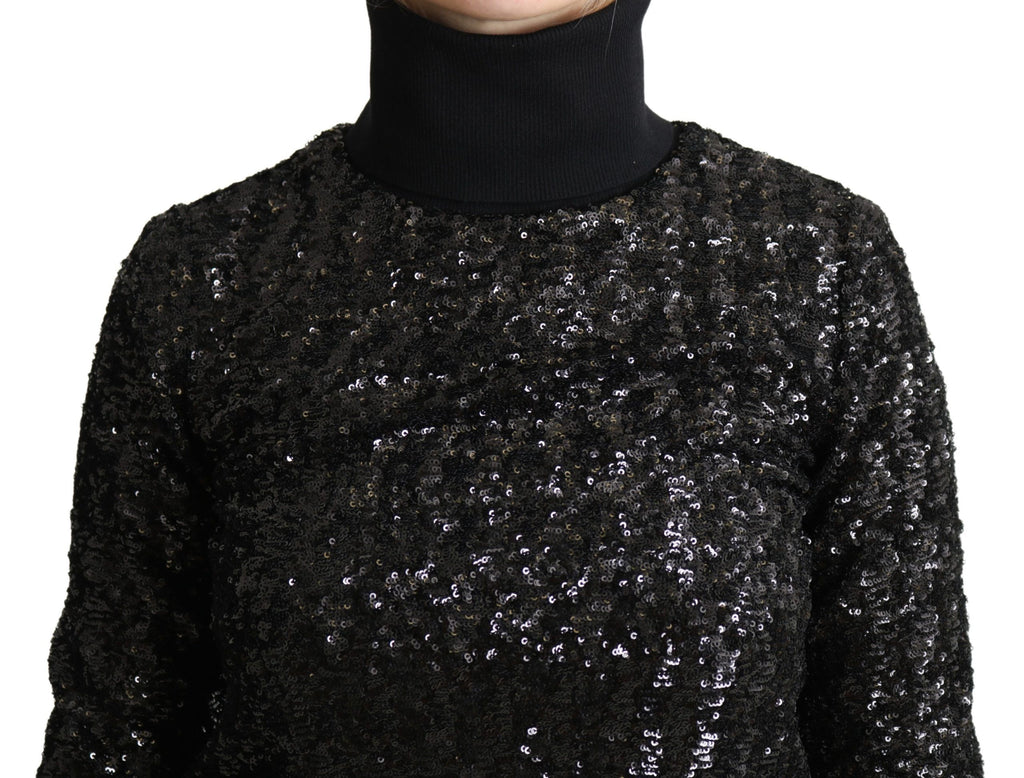 Dolce & Gabbana Schwarzer Rollkragenpullover mit Pailletten