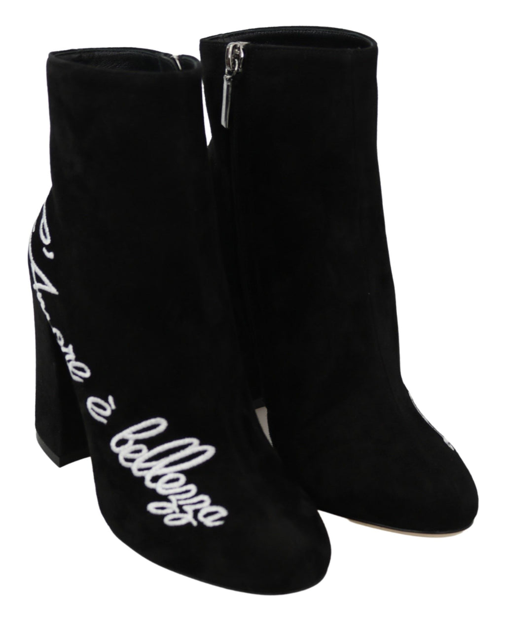 Dolce & Gabbana Schwarz Wildleder L'Amore E'Bellezza Stiefel Schuhe