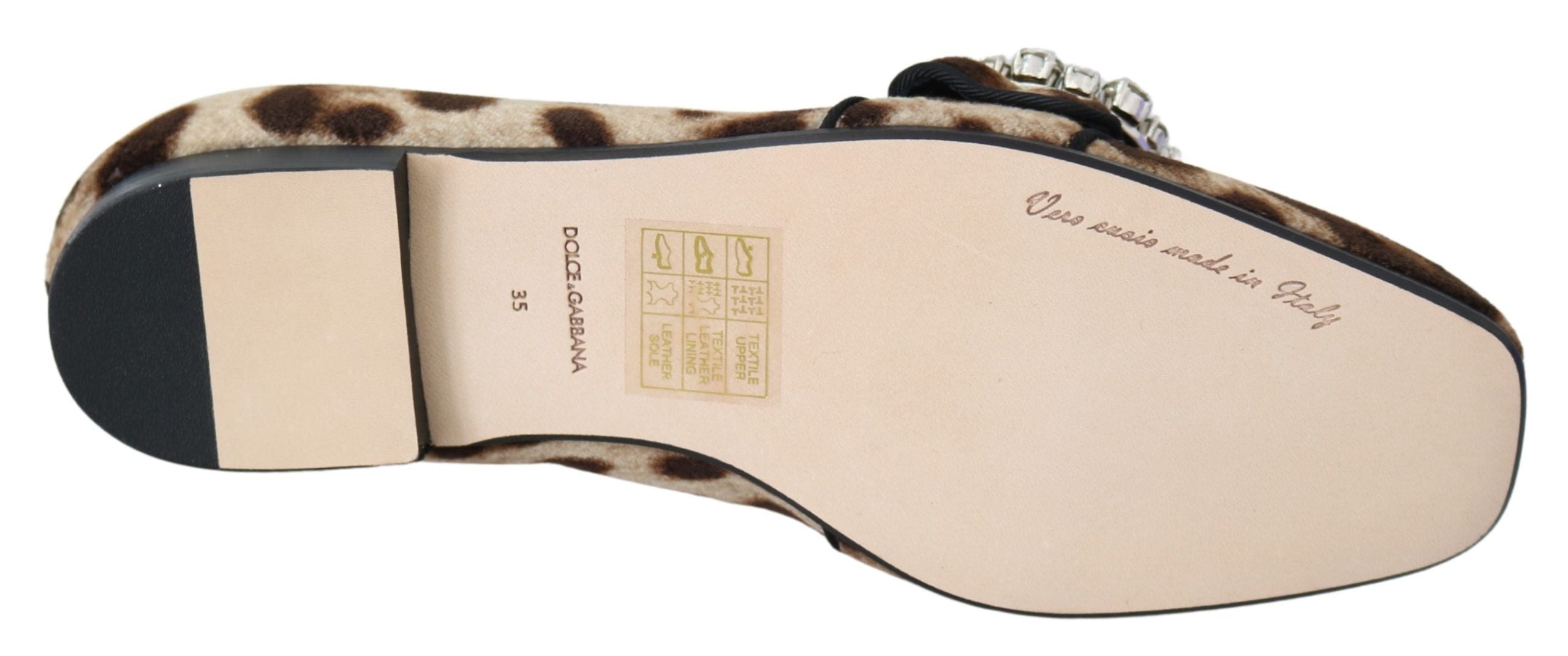 Dolce & Gabbana Braun Leopard Print Kristalle Loafers Flats Schuhe