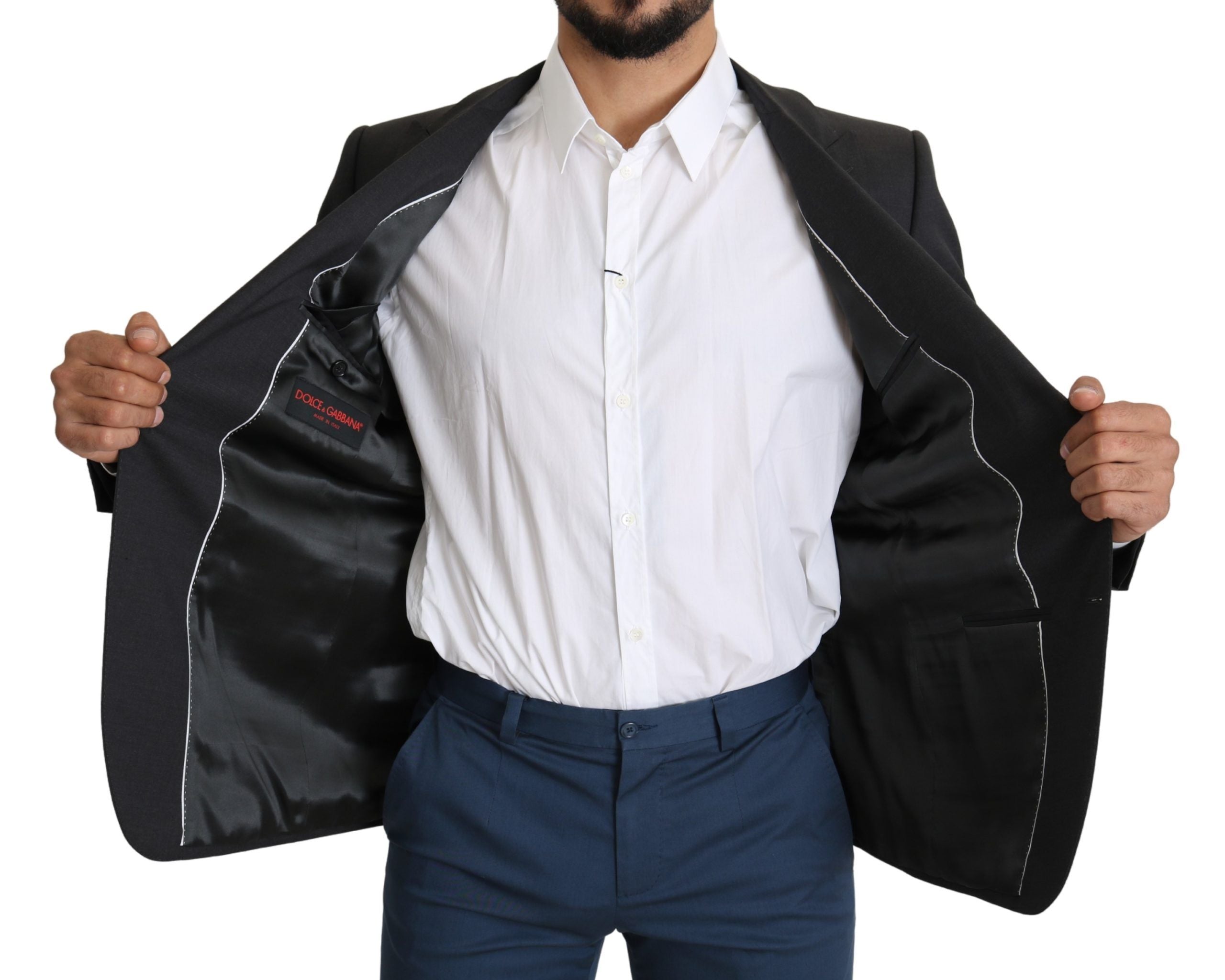 Dolce & Gabbana Grauer einreihiger Wollmantel Blazer