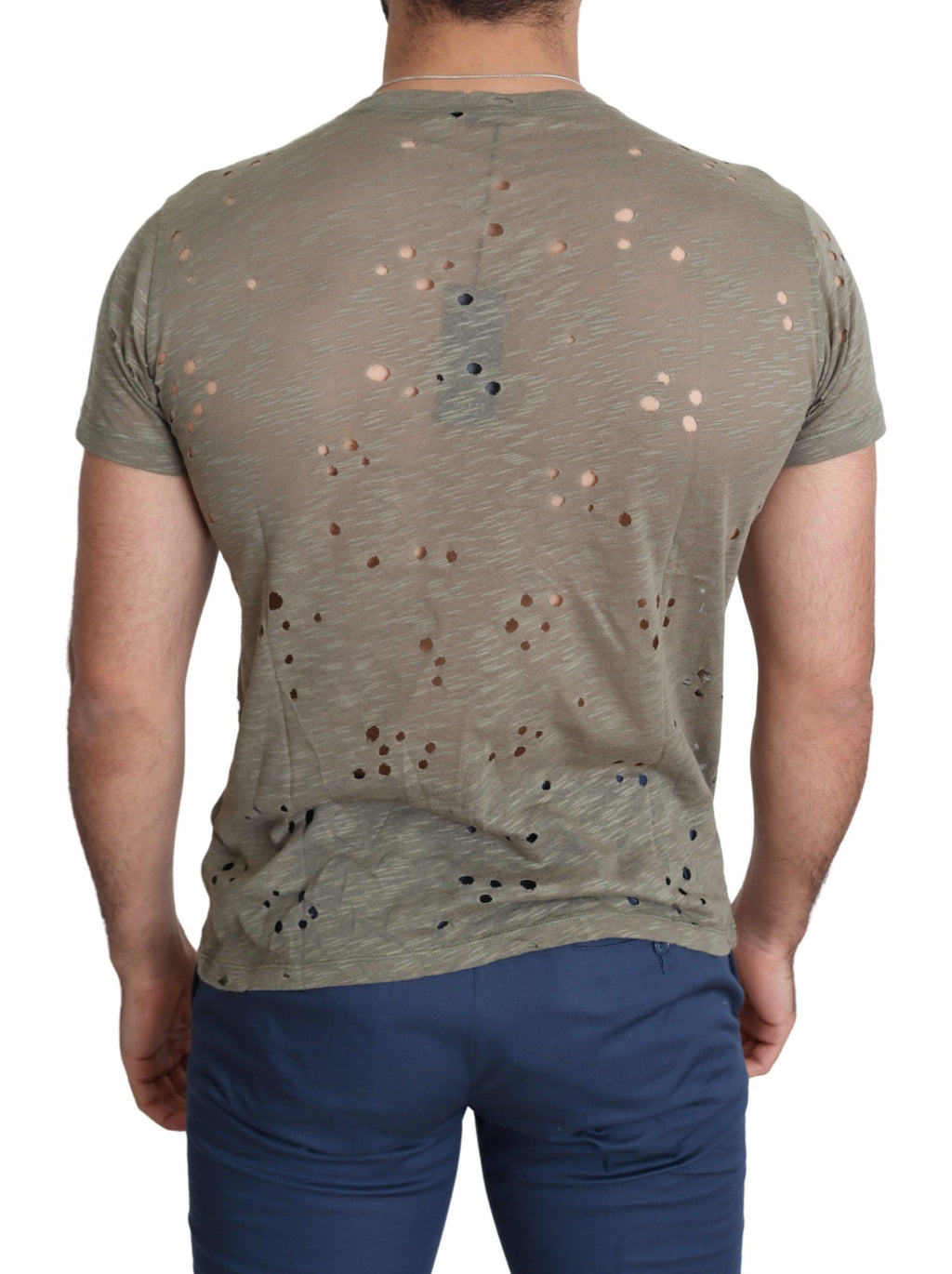 Guess Braunes Baumwoll-Stretch-T-Shirt mit Logodruck für Männer Casual Perforated T-Shirt