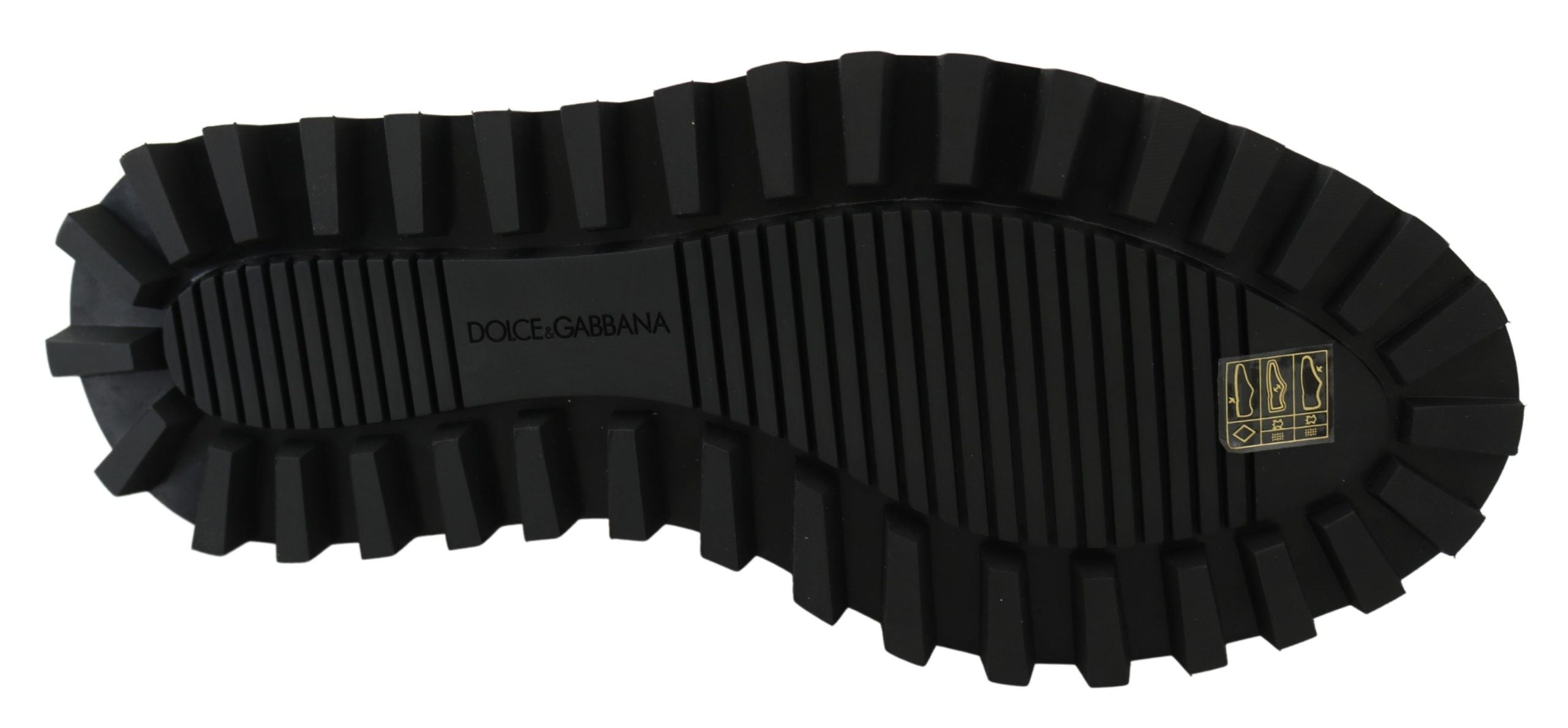 Dolce & Gabbana Schwarze gummierte Kalbsleder Chunky Derby Vulcano Schuhe