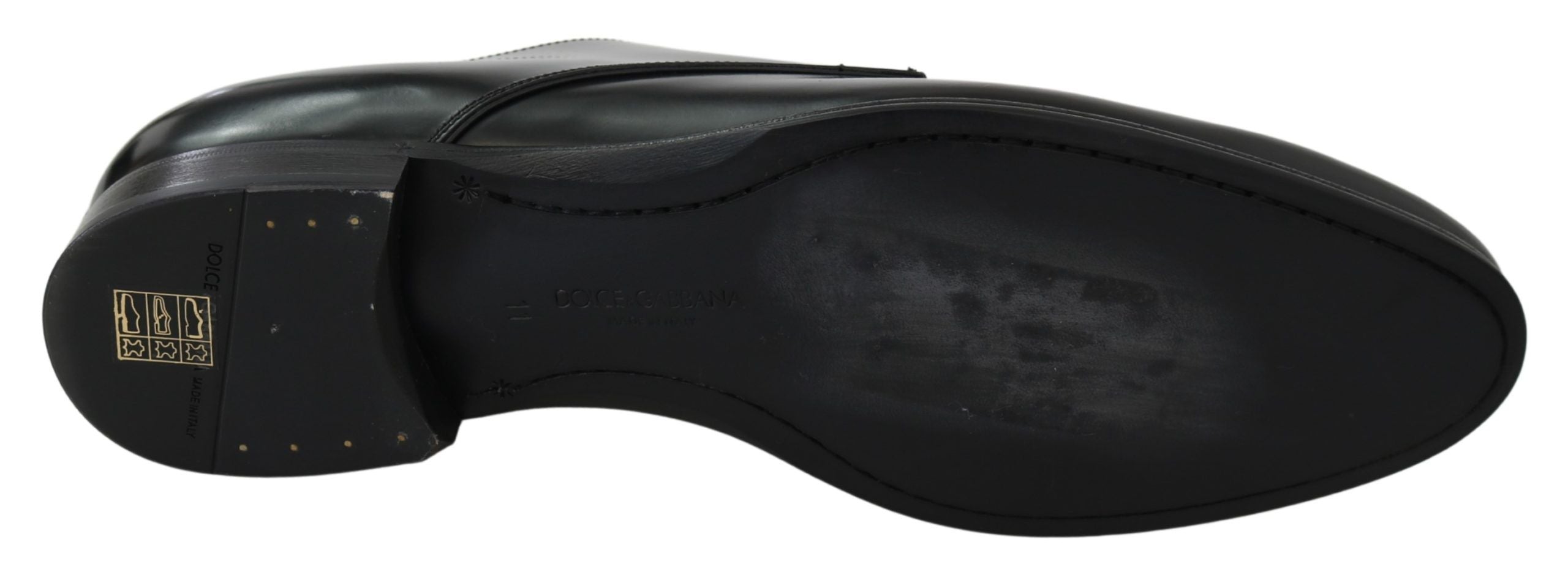 Dolce & Gabbana Derby Napoli Schwarz Leder Kleid Formelle Schuhe