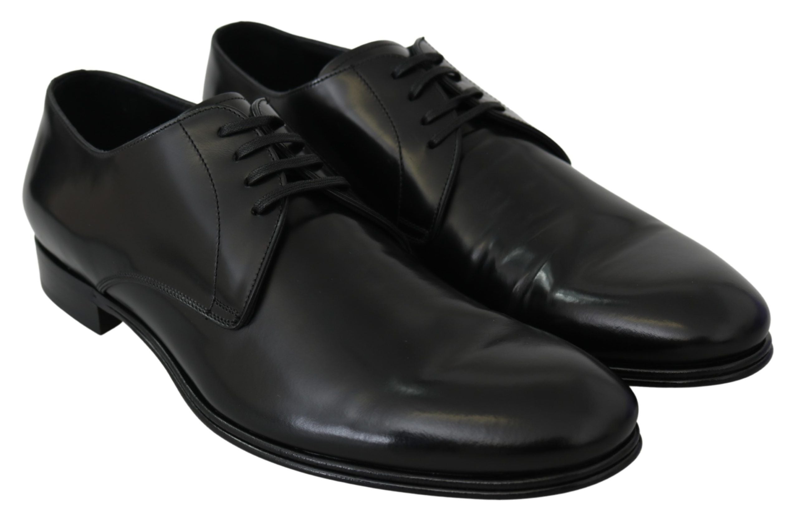 Dolce & Gabbana Derby Napoli Schwarz Leder Kleid Formelle Schuhe