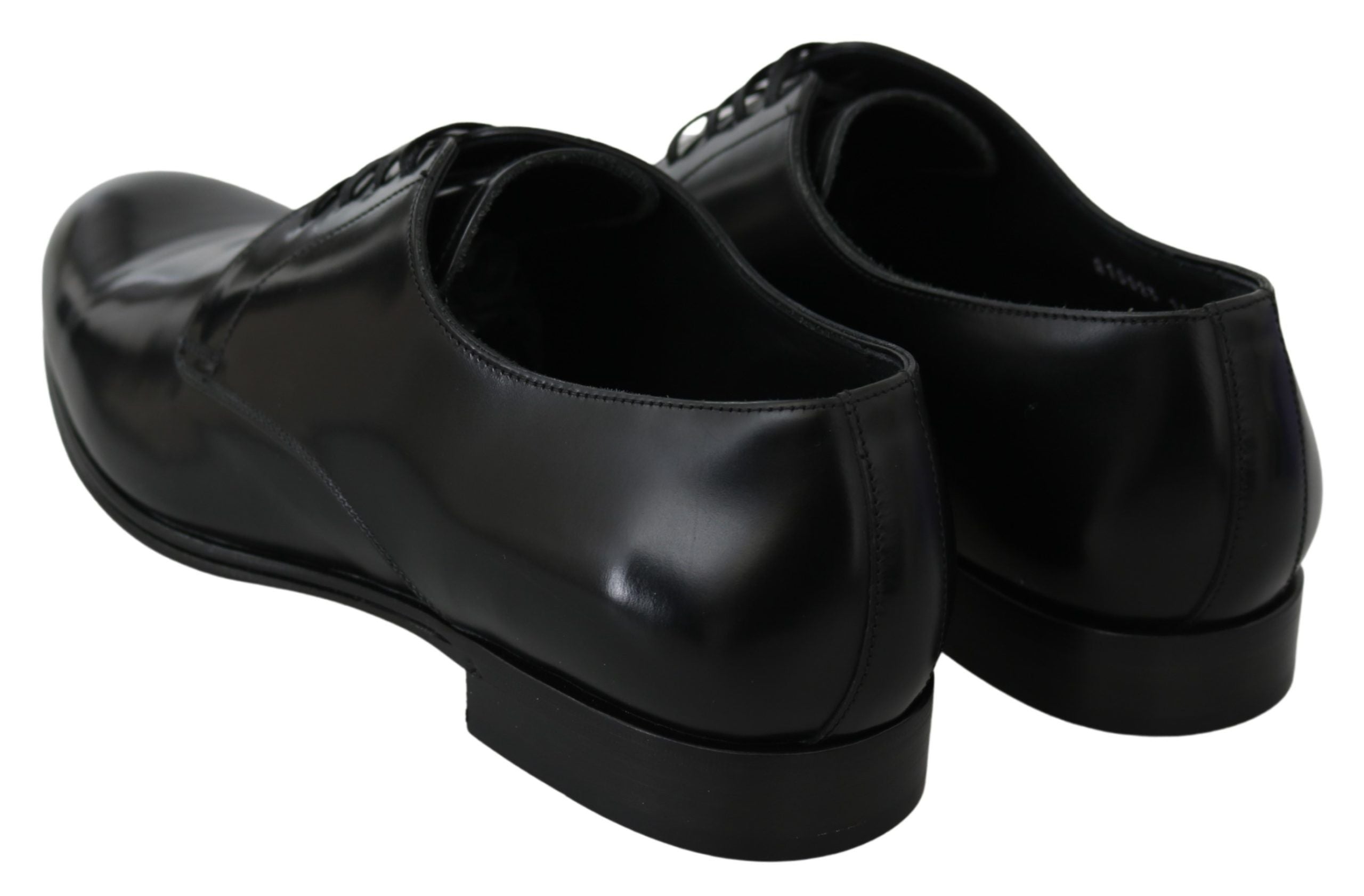 Dolce & Gabbana Derby Napoli Schwarz Leder Kleid Formelle Schuhe