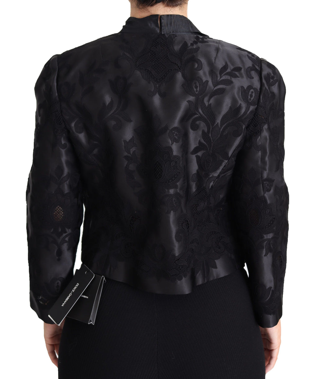 Dolce & Gabbana Schwarze Spitze durchsichtiges Korsett Organza Seidenjacke