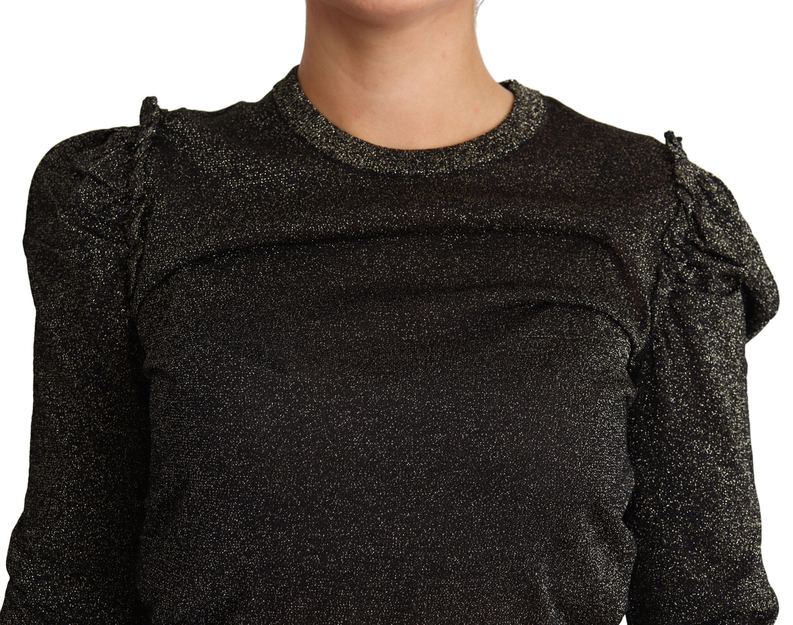 Dolce & Gabbana Schwarz Gold Cropped Damen Pullover Sweater
