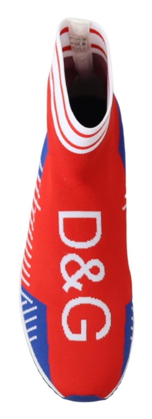 Dolce & Gabbana Blau Rot Sorrento Logo Turnschuhe Socken Schuhe