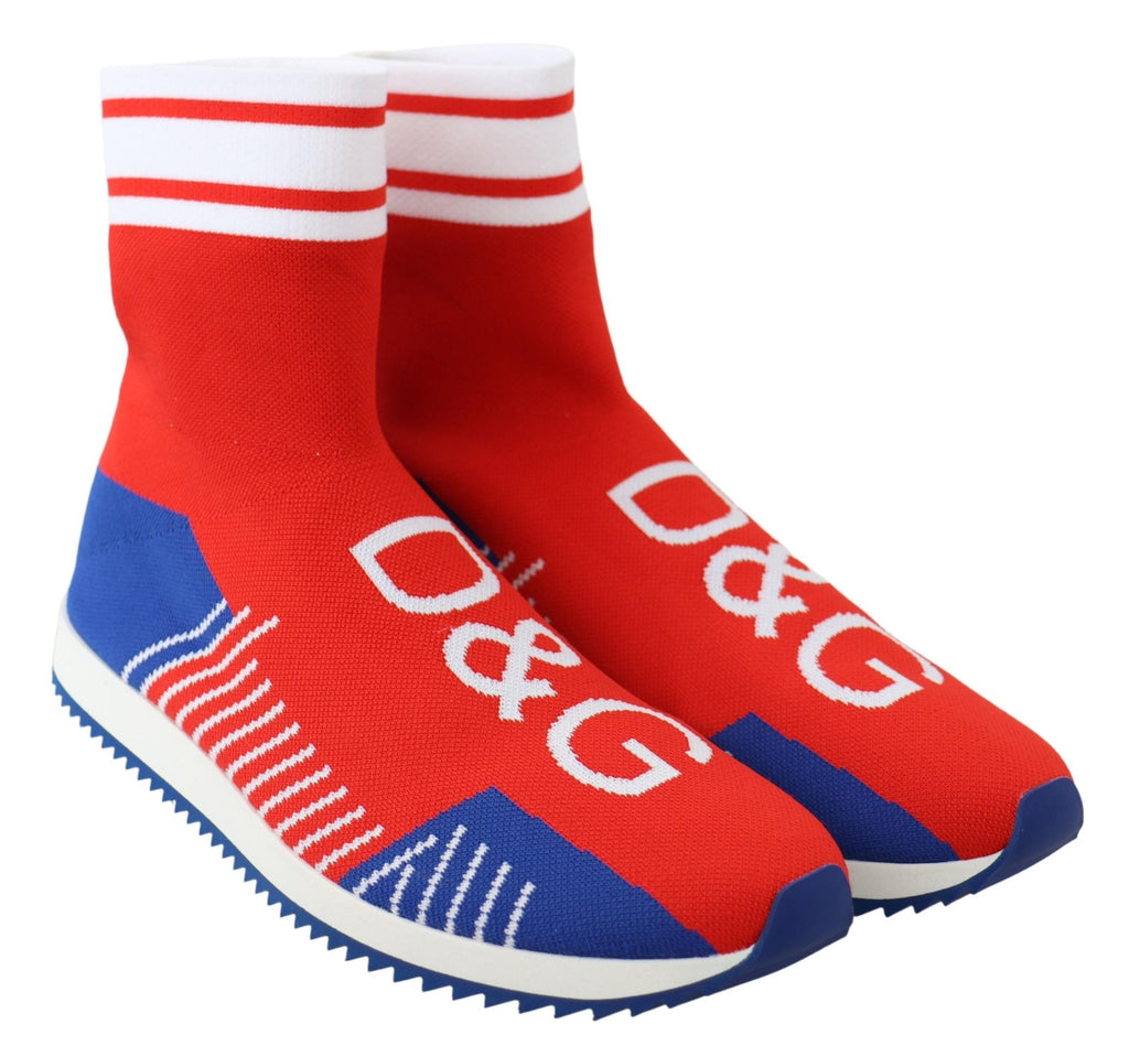 Dolce & Gabbana Blau Rot Sorrento Logo Turnschuhe Socken Schuhe