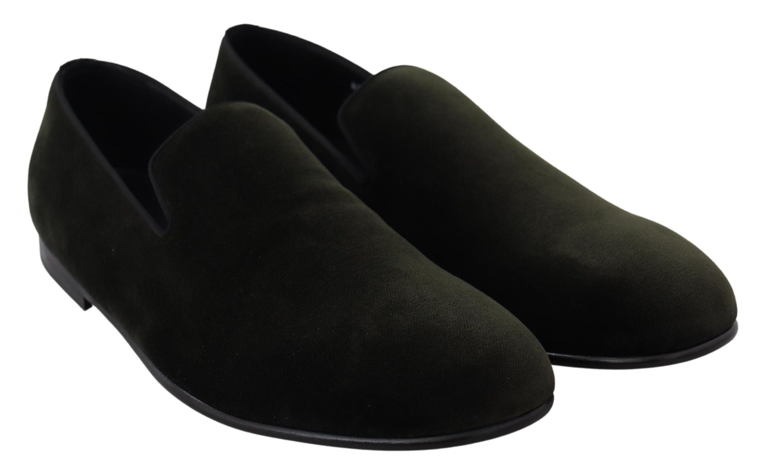 Dolce & Gabbana Grüner Samt Slip On Herren Loafers Schuhe