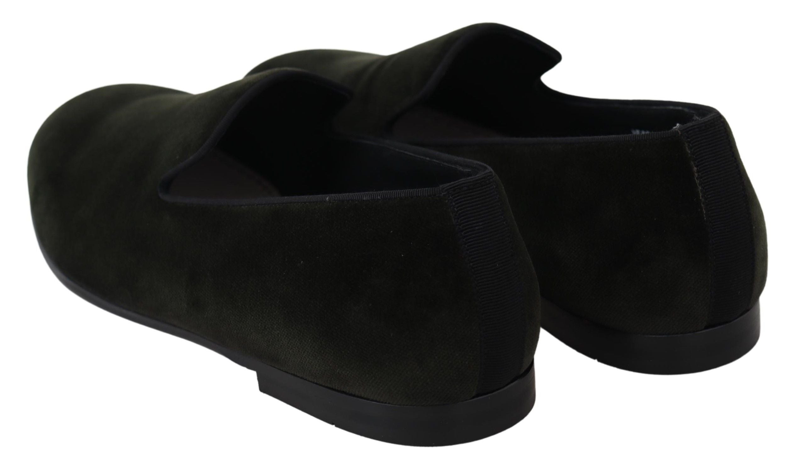 Dolce & Gabbana Grüner Samt Slip On Herren Loafers Schuhe