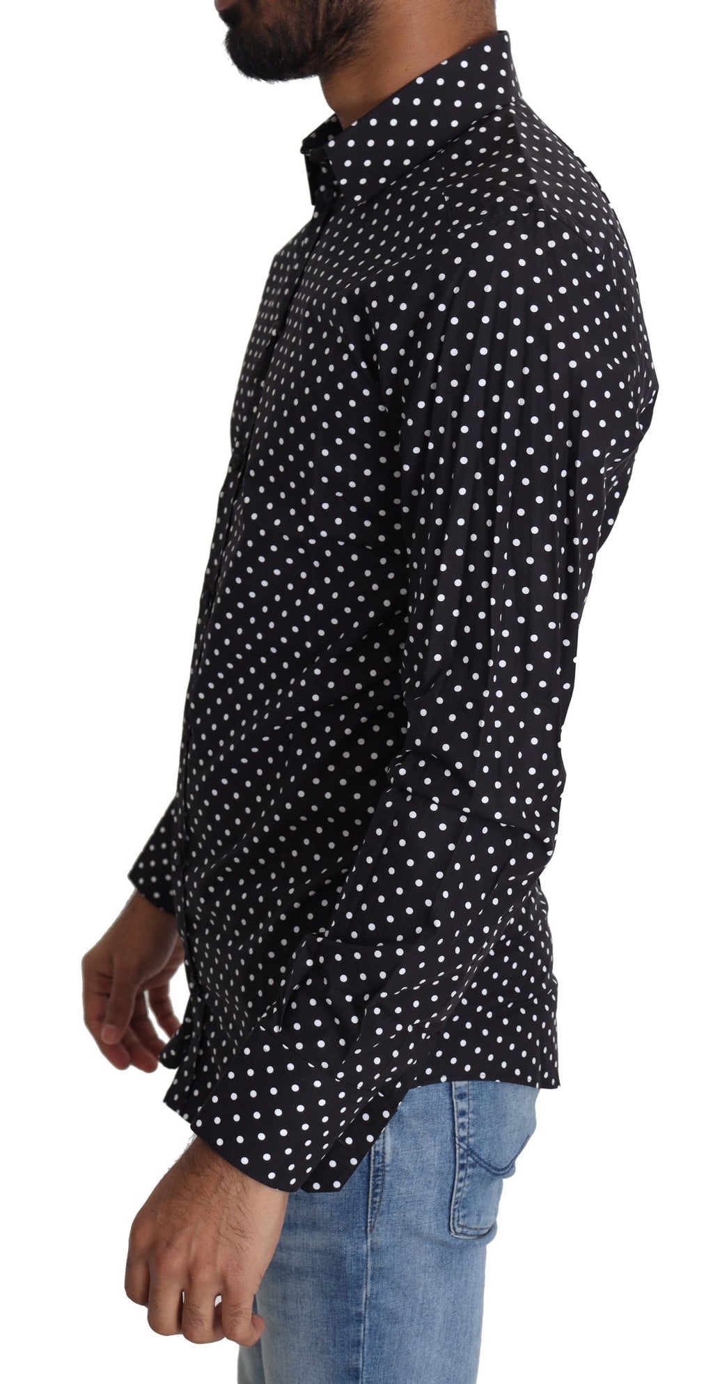 Dolce & Gabbana Schwarz Weiß Polka Dots Freizeithemd