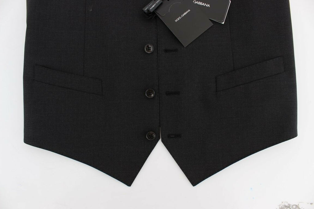Dolce & Gabbana Graues Woll-Stretch-Kleid Blazer-Weste