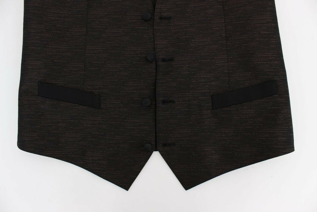 Dolce & Gabbana Schwarzes Woll-Logo-Kleid Gilet Vest