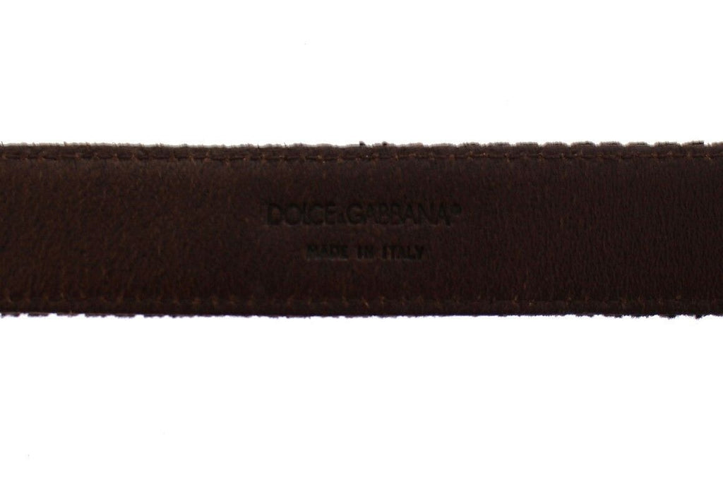 Dolce & Gabbana Brauner Leder Logo Cintura Gürtel