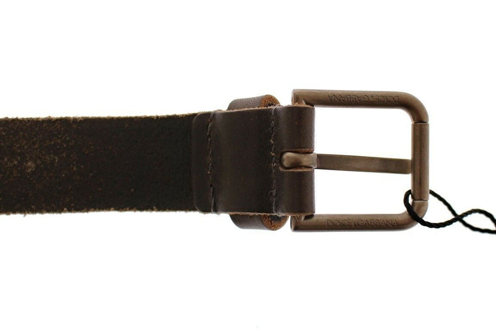 Dolce & Gabbana Brauner Leder Logo Cintura Gürtel
