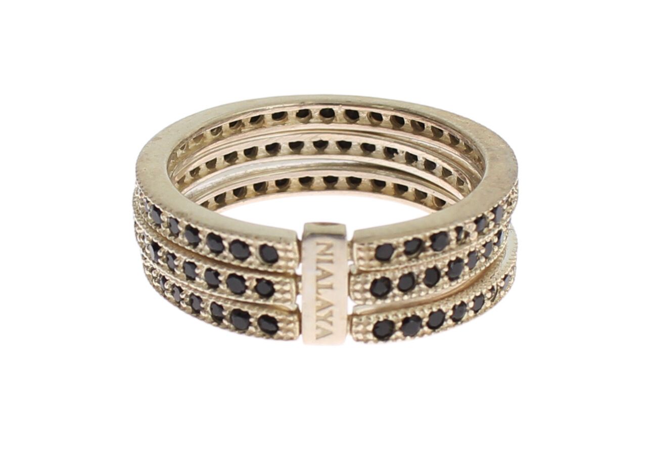 Nialaya Schwarz CZ 925 Sterling Silber Damen Ring