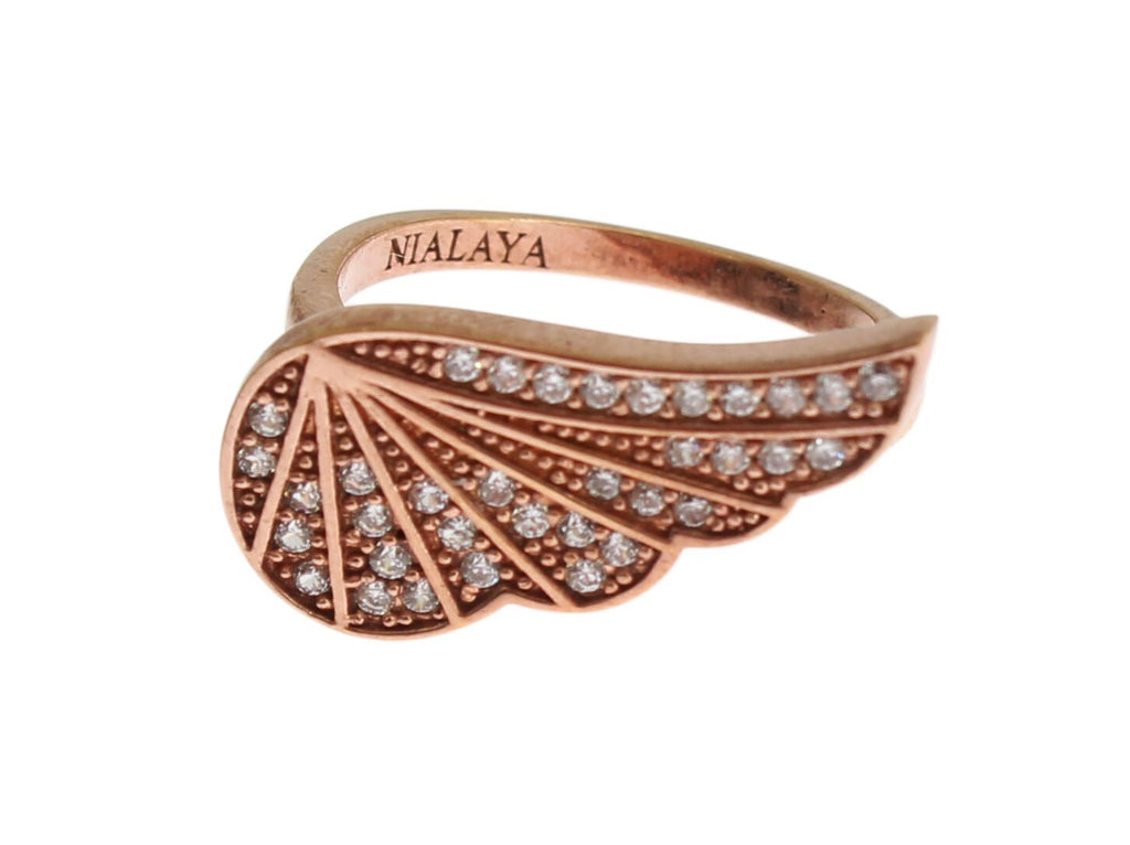 Nialaya Rosa Gold 925 Silber Frauen klar CZ Ring