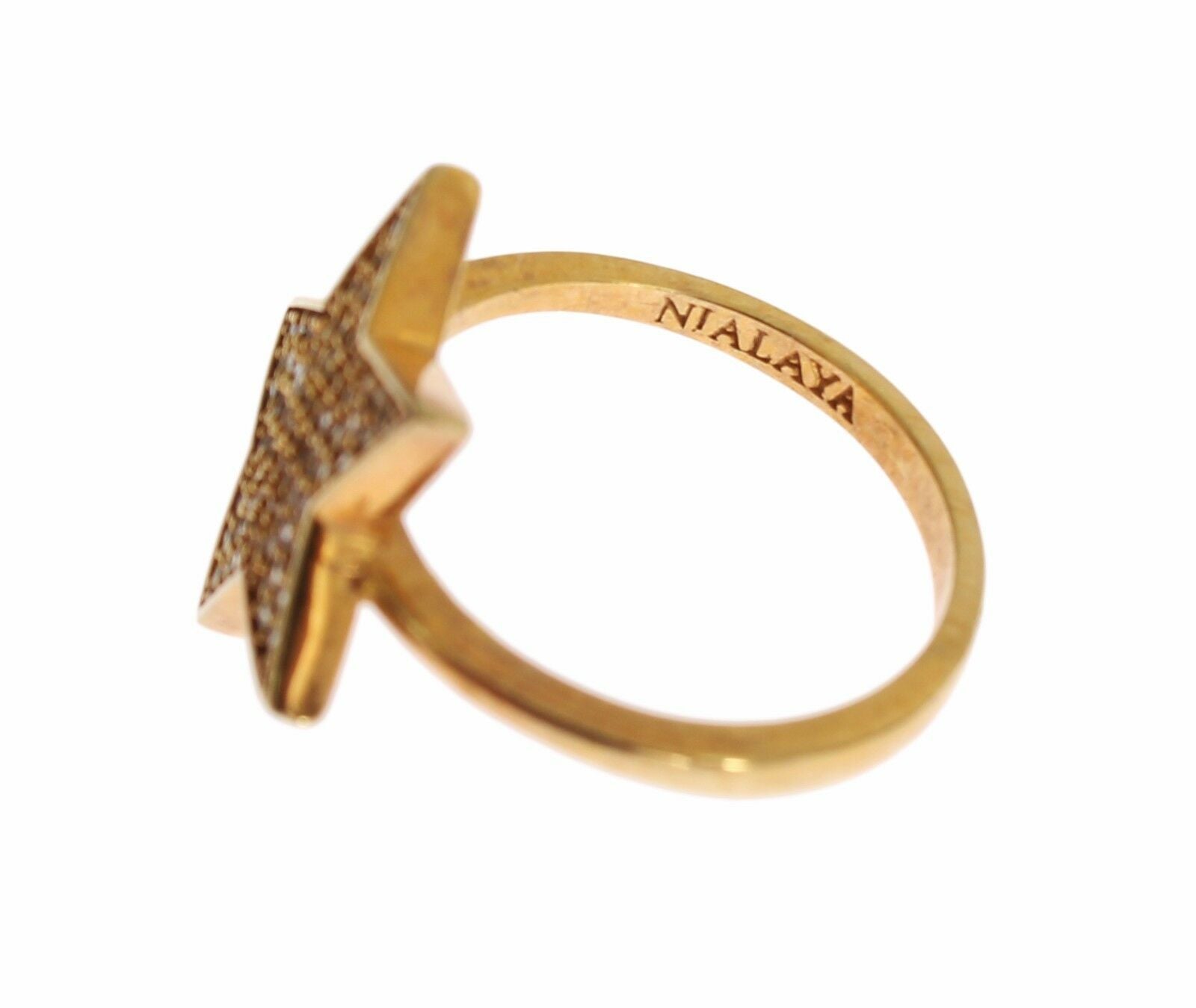 Nialaya Star Gold 925 Silber Damen Ring klar