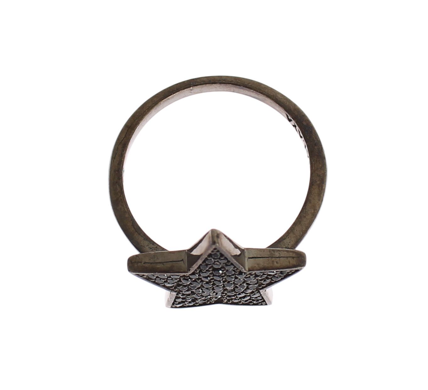 Nialaya Schwarzer CZ Stern 925 Silber Damen Ring