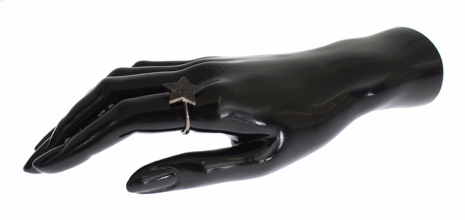 Nialaya Schwarzer CZ Stern 925 Silber Damen Ring