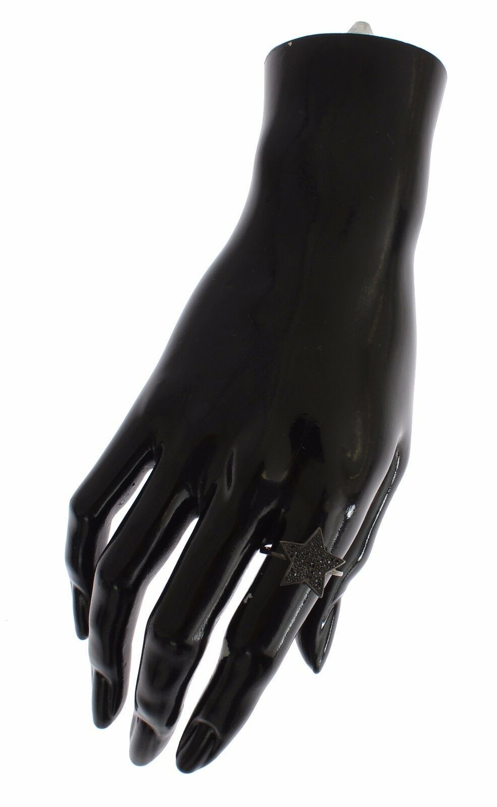 Nialaya Schwarzer CZ Stern 925 Silber Damen Ring