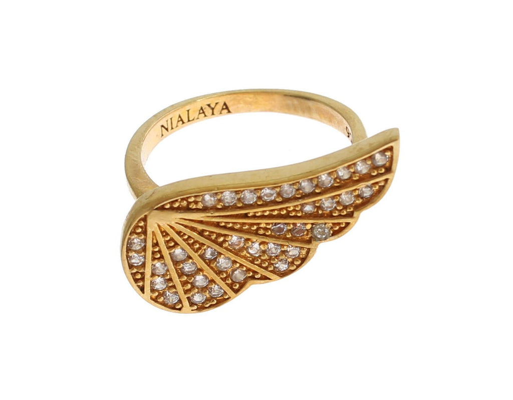 Nialaya Damen klar CZ Gold 925 Silber Authentic Ring