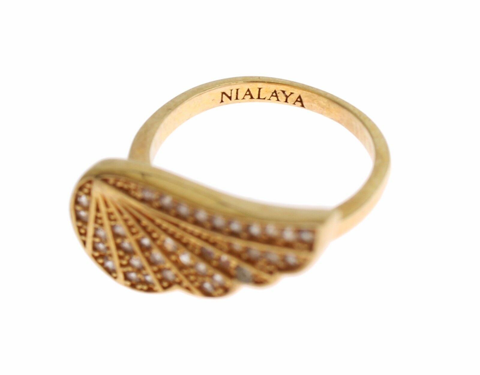 Nialaya Damen klar CZ Gold 925 Silber Authentic Ring