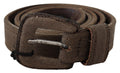 Costume National Brauner Leder-Logo-Schnallen-Gürtel